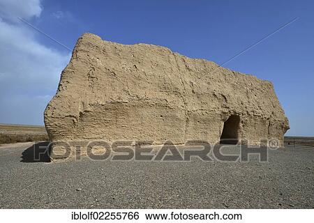 Stock Photograph - Historical Silk Road, Jade Gate or Jade Pass, Yumen Guan, Yumen Pass, Yadan National Park, Gansu, China, Asia. Fotosearch