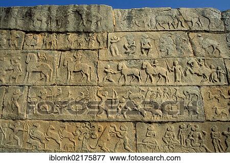 Hunting scenes, relief, Mahanavami Dibba, Royal Enclosure, Hampi, Vijayanagar, Karnataka, South India, India, Asia View Large Photo Image Stock Photo - Hunting scenes, relief, Mahanavami Dibba, Royal Enclosure, Hampi, Vijayanagar, Karnataka, South India, India, Asia. Fotosearch