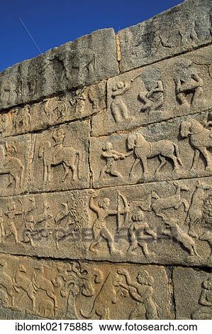 Hunting scenes, relief, Mahanavami Dibba, Royal Enclosure, Hampi, Vijayanagar, Karnataka, South India, India, Asia View Large Photo Image Stock Photography - Hunting scenes, relief, Mahanavami Dibba, Royal Enclosure, Hampi, Vijayanagar, Karnataka, South India, India, Asia. Fotosearch