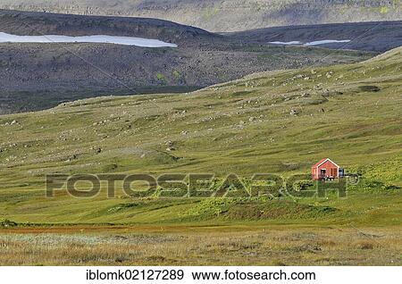 Stock Photo - Hut, Aðalvík, Adalvik, Hornstrandir, Westfjords, Iceland, Europe. Fotosearch