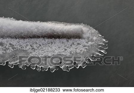Stock Image - Ice formations in Bruehlbach river, Stuttgart, Baden-Wuerttemberg, Germany, Europe. Fotosearch