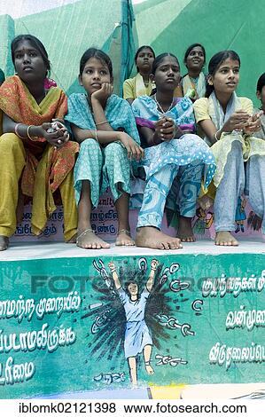 Indian girls with painted picture against child labour, Kutti Rajiyam, Kids' World, center for children, Karur, Tamil Nadu, South India, Asia View Large Photo Image Stock Photo - Indian girls with painted picture against child labour, Kutti Rajiyam, Kids' World, center for children, Karur, Tamil Nadu, South India, Asia. Fotosearch