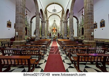 Stock Photo - Interior view, Iglesia de la Candelaria, Ingenio, Gran Canaria, Canary Islands, Spain, Europe. Fotosearch