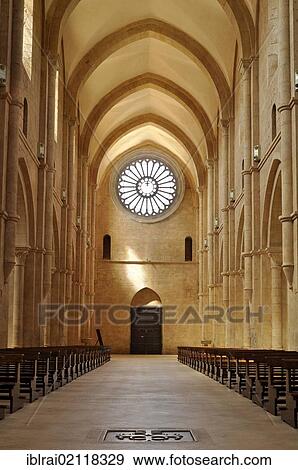 Interior view, nave with rose window above the portal of the Gothic basilica of the Cistercian monastery Fossanova Abbey, near Priverno, Lazio, Italy, Europe View Large Photo Image Stock Photo - Interior view, nave with rose window above the portal of the Gothic basilica of the Cistercian monastery Fossanova Abbey, near Priverno, Lazio, Italy, Europe. Fotosearch