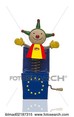Jack in the box, devil's box, with the European stars and the Spanish flag, symbolic image for Spain and the euro crisis View Large Photo Image Stock Photography - Jack in the box, devil's box, with the European stars and the Spanish flag, symbolic image for Spain and the euro crisis. Fotosearch