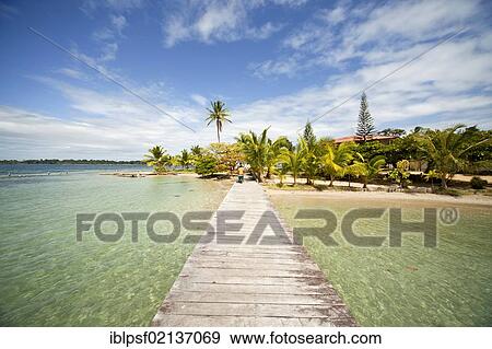 Jetty and the beach of Boca del Drago on the island of Colon, Bocas del Toro, Panama, Central America, North America View Large Photo Image Stock Photo - Jetty and the beach of Boca del Drago on the island of Colon, Bocas del Toro, Panama, Central America, North America. Fotosearch