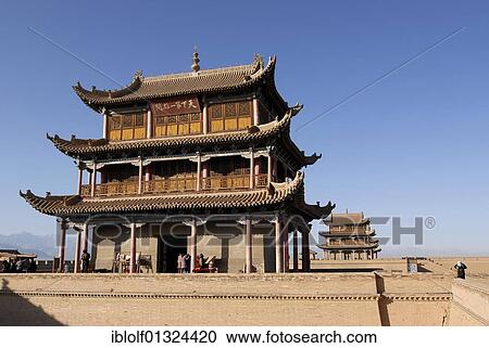 Jiayuguan fortress at the western end of the Great Wall, Silk Road, Gansu, China, Asia View Large Photo Image Stock Image - Jiayuguan fortress at the western end of the Great Wall, Silk Road, Gansu, China, Asia. Fotosearch
