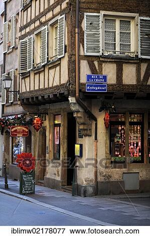Kettegaessel street, Rue de la Chaine street, historic district, shop, Strasbourg, Bas-Rhin department, Alsace, France, Europe, PublicGround, Europe View Large Photo Image Stock Photo - Kettegaessel street, Rue de la Chaine street, historic district, shop, Strasbourg, Bas-Rhin department, Alsace, France, Europe, PublicGround, Europe. Fotosearch