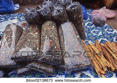 Stock Image - Khaipen or Kaipen, a Laotian snack made of dried fresh water green algae, on the market, Luang Prabang, Laos, Indochina, Asia. Fotosearch