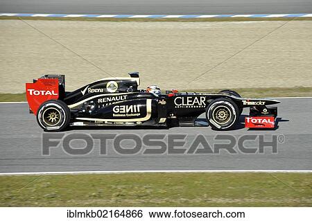 Stock Photograph - Kimi Raeikkoenen, FIN, Lotus F1 Team during the first Formula One testing sessions for the 2012 season in Jerez, Spain, Europe. Fotosearch