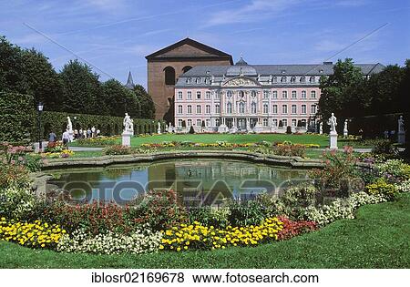 Stock Photo - Konstantinbasilika church and the Electoral Palace, park, Trier, Rhineland-Palatinate, Germany, Europe. Fotosearch