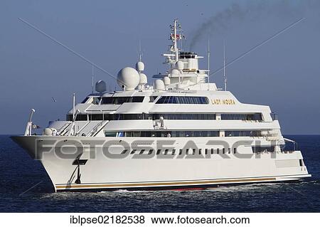 Stock Photo - Lady Moura, cruiser, built by Blohm and Voss GmbH, 114. 85 m, built in 1990, Principality of Monaco, French Riviera, Mediterranean Sea, Europe. Fotosearch