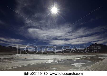 Stock Image - Laguna Blanca, Andina Eduardo Abaro National Park, Altiplano, Potosi, southern Bolivia, South America. Fotosearch