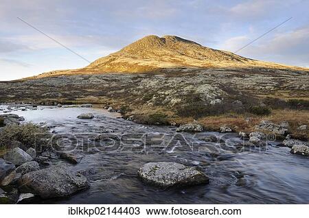 Stock Image - Landscape at lake Movatnet in autumn, Ringebufjellet, Norway, Europe. Fotosearch