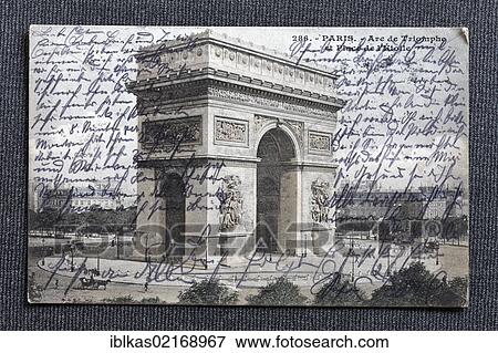 L'Arc de Triomphe, Paris, France, historical postcard, cursive lettering, circa 1900, Europe View Large Photo Image Stock Photo - L'Arc de Triomphe, Paris, France, historical postcard, cursive lettering, circa 1900, Europe. Fotosearch