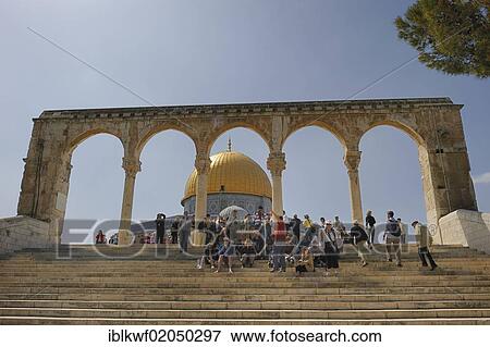 Large tour group on the steps of the Dome of the Rock at the Temple Mount, Muslim Quarter, Old City, Jerusalem, Israel, Middle East, Asia View Large Photo Image Stock Photo - Large tour group on the steps of the Dome of the Rock at the Temple Mount, Muslim Quarter, Old City, Jerusalem, Israel, Middle East, Asia. Fotosearch