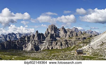 Lavaredo Hut, Tre Cime di Lavaredo, Three Peaks, Dolomites, Alto Adige, Italy, Europe View Large Photo Image Picture - Lavaredo Hut, Tre Cime di Lavaredo, Three Peaks, Dolomites, Alto Adige, Italy, Europe. Fotosearch