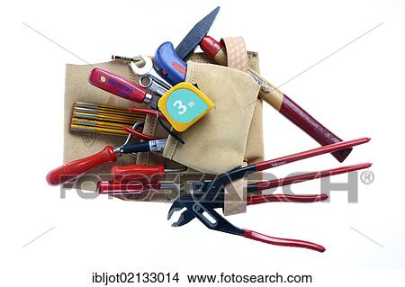 Picture - Leather tool belt with various tools. Fotosearch
