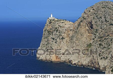 Stock Image - Lighthouse at Cap de Formentor, Majorca, Balearic Islands, Spain, Europe. Fotosearch