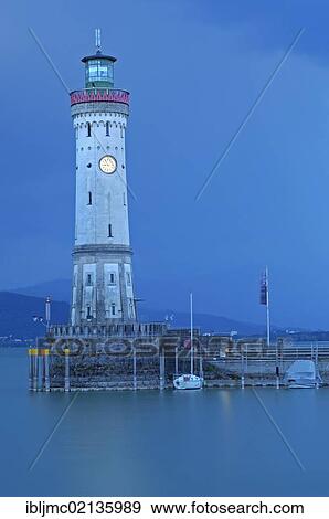 Lighthouse at the harbor entrance, Lindau, Bodensee, Lake constance, Bavaria, Germany, Europe View Large Photo Image Stock Photo - Lighthouse at the harbor entrance, Lindau, Bodensee, Lake constance, Bavaria, Germany, Europe. Fotosearch
