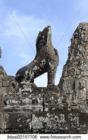 Stock Photograph - Lion sculpture, temple, Pre Rup, Angkor, Siem Reap, Cambodia, Southeast Asia, Asia. Fotosearch