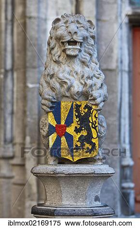 Lion's sculpture with a coat of arms at the Basilica of the Holy Blood, old town of Bruges, UNESCO World Heritage Site, West Flanders, Flemish Region, Belgium, Europe View Large Photo Image Stock Photography - Lion's sculpture with a coat of arms at the Basilica of the Holy Blood, old town of Bruges, UNESCO World Heritage Site, West Flanders, Flemish Region, Belgium, Europe. Fotosearch
