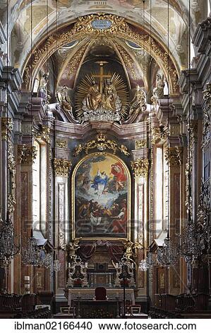 Stock Image - Main altar, Dom Mariae Himmelfahrt, Cathedral of the Assumption of Mary, St Poelten, Mostviertel, Must Quarter, Lower Austria, Austria, Europe. Fotosearch