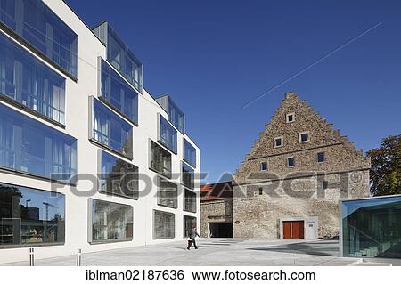 Stock Photograph - Main Customs Office and the Ebracher Hof building, Schweinfurt, Lower Franconia, Franconia, Bavaria, Germany, Europe, PublicGround, Europe. Fotosearch