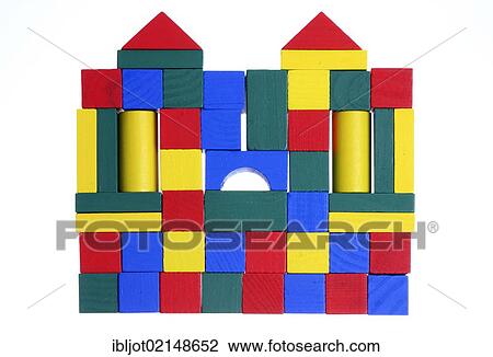 Stock Image - Many houses made of toy blocks, symbolic image living for in the city. Fotosearch