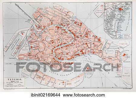 Map of Venice, Italy, historical illustration, Meyers Konversationslexikon encyclopedia, 1897, Europe View Large Photo Image Picture - Map of Venice, Italy, historical illustration, Meyers Konversationslexikon encyclopedia, 1897, Europe. Fotosearch