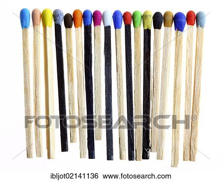 Stock Photograph - Matches, with different coloured match heads and sticks. Fotosearch