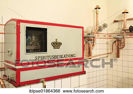 Stock Photograph - Measuring device for determining percentage of alcohol, Aalborg Akvavit spirits factory, Aalborg, North Jutland, Denmark, Europe. Fotosearch