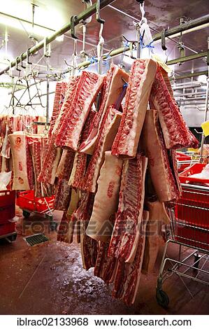 Meat stored in cold storage room View Large Photo Image Stock Photo - Meat stored in cold storage room. Fotosearch