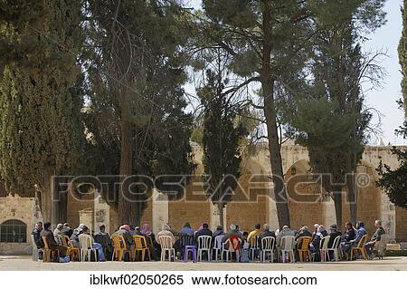 Meeting of Israeli Palestinians, prayer, on the Temple Mount, Muslim Quarter, Old City, Jerusalem, Israel, Middle East, Asia View Large Photo Image Stock Photography - Meeting of Israeli Palestinians, prayer, on the Temple Mount, Muslim Quarter, Old City, Jerusalem, Israel, Middle East, Asia. Fotosearch