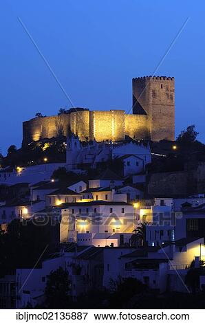 Mertola Castle at dusk, Alentejo, Portugal, Europe View Large Photo Image Stock Photo - Mertola Castle at dusk, Alentejo, Portugal, Europe. Fotosearch