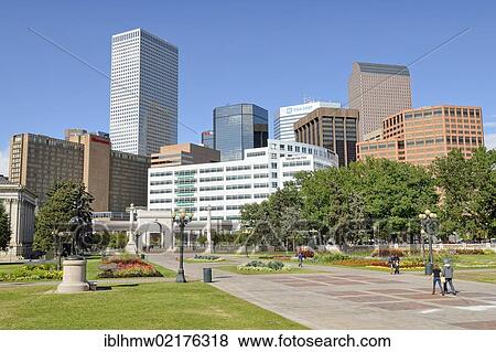 Modern high-rise buildings at the Civic Center Park, Denver, Colorado, USA, North America View Large Photo Image Stock Photo - Modern high-rise buildings at the Civic Center Park, Denver, Colorado, USA, North America. Fotosearch