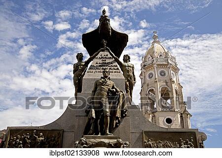 Monument to Simon Bolivar and the bell tower of the Iglesia San Francisco church in the Old City, Casco Viejo, Panama City, Panama, Central America, North America View Large Photo Image Stock Photo - Monument to Simon Bolivar and the bell tower of the Iglesia San Francisco church in the Old City, Casco Viejo, Panama City, Panama, Central America, North America. Fotosearch