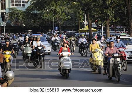 Stock Photo - Mopeds, road traffic, Hanoi, Vietnam, Southeast Asia, Asia. Fotosearch