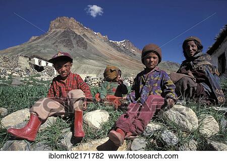 Mother with three children, Kargyak, Zanskar, Ladakh, Himalayas, Jammu and Kashmir, North India, India, Asia View Large Photo Image Stock Image - Mother with three children, Kargyak, Zanskar, Ladakh, Himalayas, Jammu and Kashmir, North India, India, Asia. Fotosearch