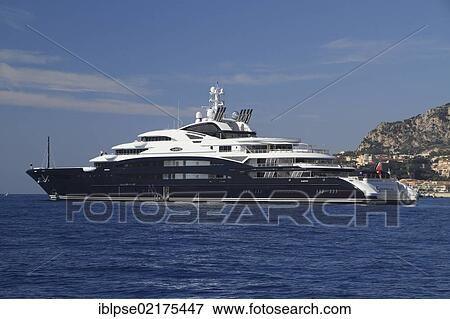 Stock Photo - Motoryacht "Serene", 133. 9m, built in 2011 by yacht builder Fincantieri Yachts and owned by Yuri Scheffler, off Monaco, Côte d'Azur, Mediterranean, Europe. Fotosearch