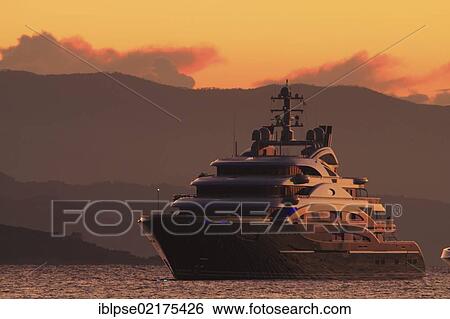 Motoryacht "Serene", 133. 9m, built in 2011 by yacht builder Fincantieri Yachts and owned by Yuri Scheffler, at sunrise, Côte d'Azur, France, Mediterranean, Europe View Large Photo Image Stock Photograph - Motoryacht "Serene", 133. 9m, built in 2011 by yacht builder Fincantieri Yachts and owned by Yuri Scheffler, at sunrise, Côte d'Azur, France, Mediterranean, Europe. Fotosearch
