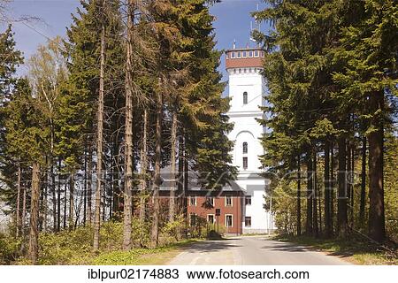 Mountain cottage with a lookout tower on Poehlberg Mountain, 832m, Poehlbergbaude near Annaberg-Buchholz, Erzgebirge, Ore Mountains, Saxony, Germany, Europe View Large Photo Image Stock Image - Mountain cottage with a lookout tower on Poehlberg Mountain, 832m, Poehlbergbaude near Annaberg-Buchholz, Erzgebirge, Ore Mountains, Saxony, Germany, Europe. Fotosearch