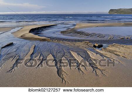 Stock Photo - Mouth of the Horná creek in Hloeðuvík, Hloeduvik, Hornstrandir, Westfjords, Iceland, Europe. Fotosearch
