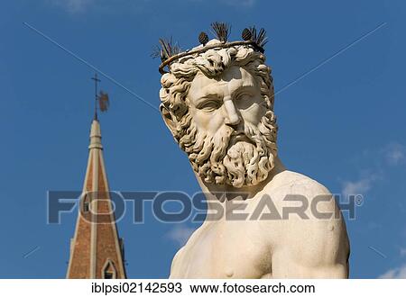 Stock Image - Neptune statue, Fountain of Neptune, Piazza della Signoria, Firenze, Florence, Toscana, Tuscany, Italy, Europe. Fotosearch