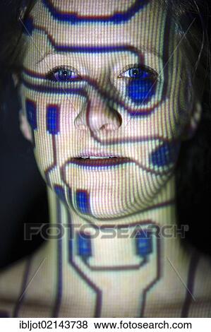 Stock Photo - Networked woman, symbolic image for networking. Fotosearch