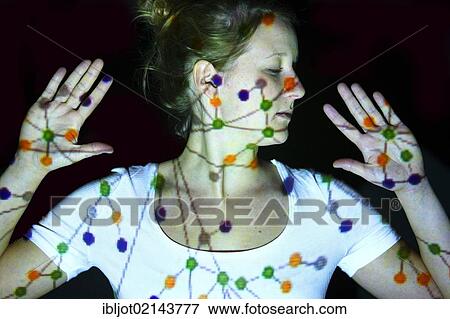 Stock Photo - Networked woman, symbolic image for networking. Fotosearch