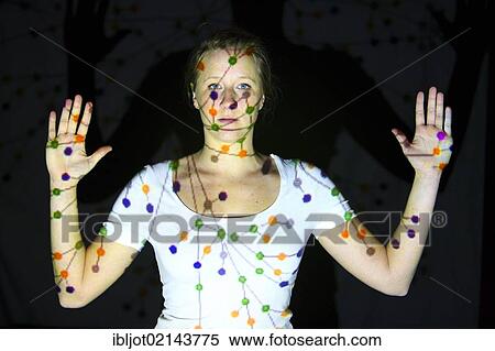 Stock Photography - Networked woman, symbolic image for networking. Fotosearch