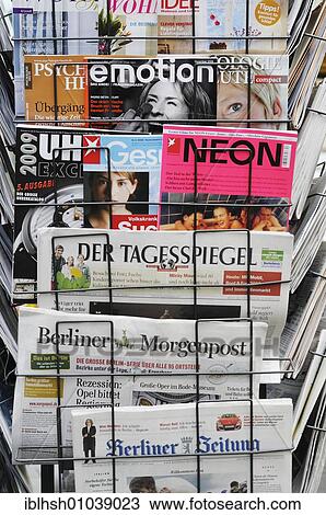 Newspaper rack, German magazines and newspapers View Large Photo Image Stock Image - Newspaper rack, German magazines and newspapers. Fotosearch