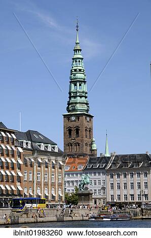 Stock Image - Nikolaj Kirke or Nikolai Church, Copenhagen, Denmark, Scandinavia, Europe, PublicGround, Europe. Fotosearch