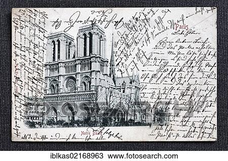 Notre-Dame de Paris, cathedral, France, historical postcard, cursive lettering, circa 1900, Europe View Large Photo Image Stock Image - Notre-Dame de Paris, cathedral, France, historical postcard, cursive lettering, circa 1900, Europe. Fotosearch